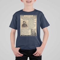 Education Is Freedom Newspaper T Shirt For Kid Frederick Douglass Black History Month Gift - Wonder Print Shop