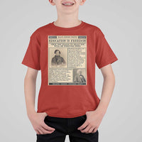 Education Is Freedom Newspaper T Shirt For Kid Frederick Douglass Black History Month Gift - Wonder Print Shop
