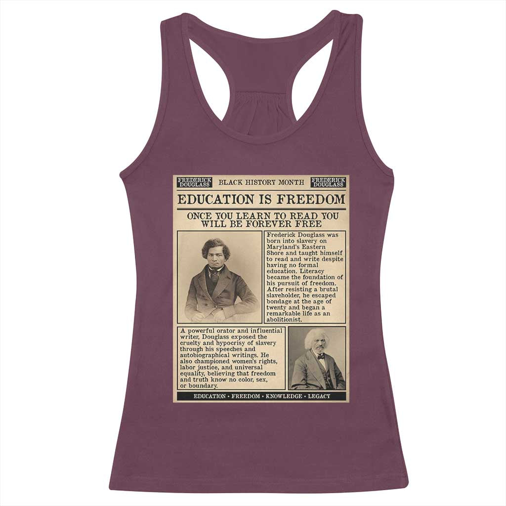 Education Is Freedom Newspaper Racerback Tank Top Frederick Douglass Black History Month Gift - Wonder Print Shop