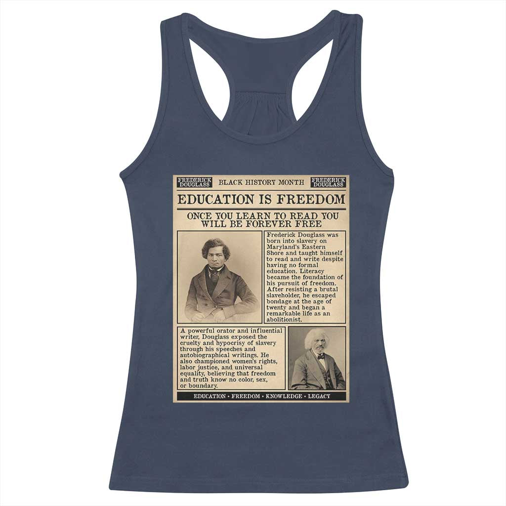 Education Is Freedom Newspaper Racerback Tank Top Frederick Douglass Black History Month Gift - Wonder Print Shop