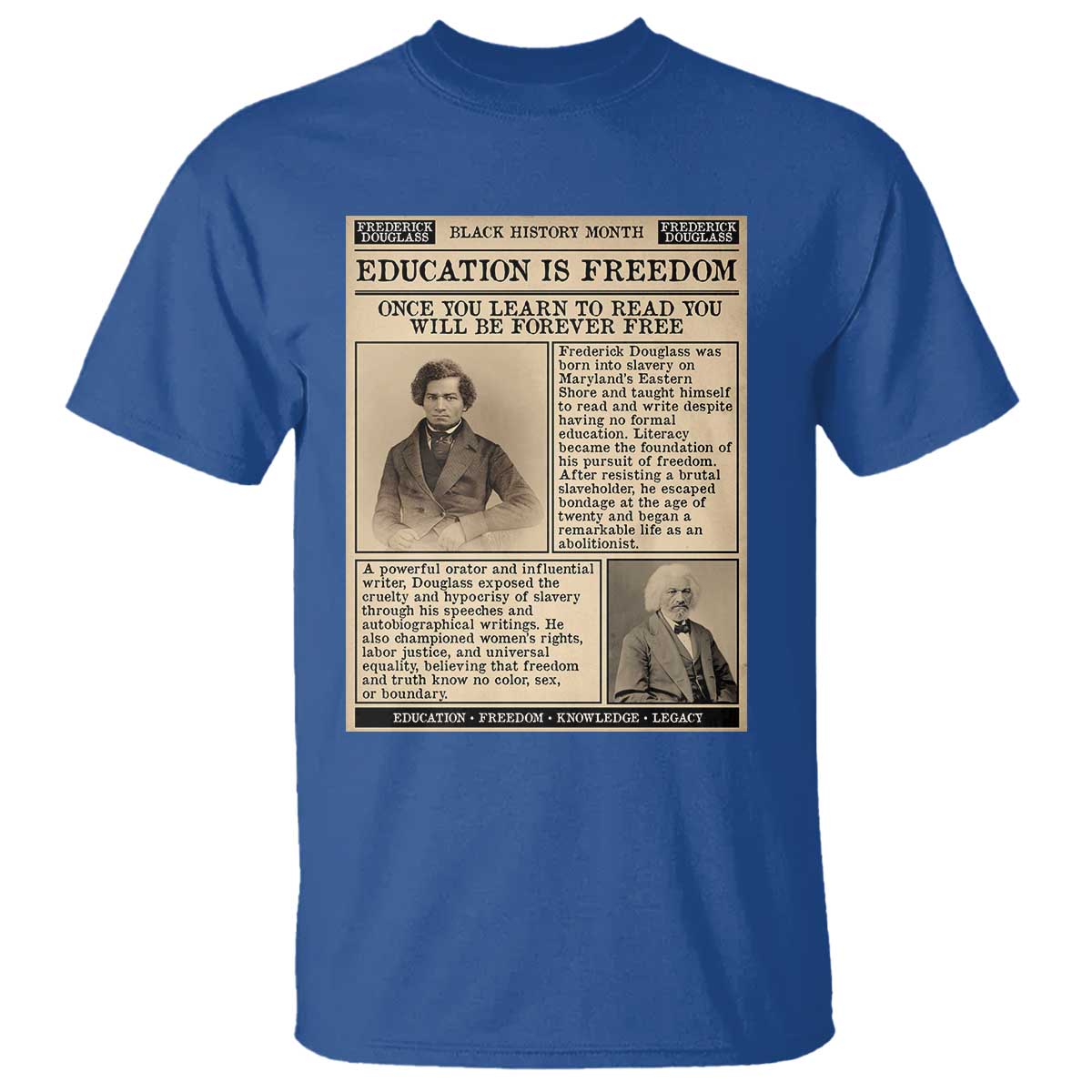 Education Is Freedom Newspaper T Shirt Frederick Douglass Black History Month Gift - Wonder Print Shop