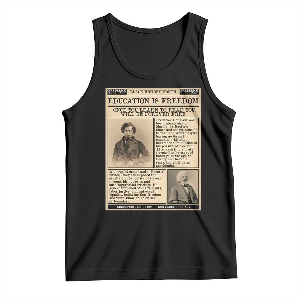 Education Is Freedom Newspaper Tank Top Frederick Douglass Black History Month Gift - Wonder Print Shop