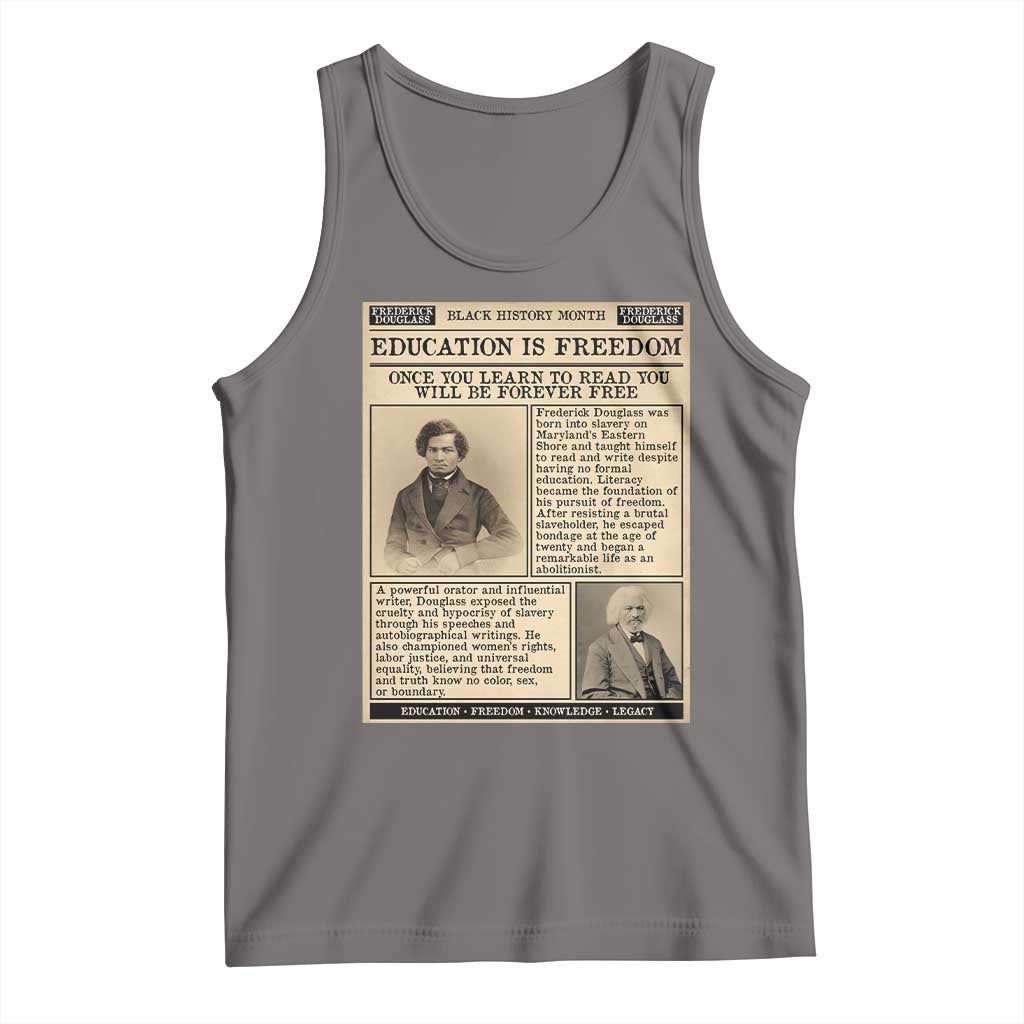Education Is Freedom Newspaper Tank Top Frederick Douglass Black History Month Gift - Wonder Print Shop