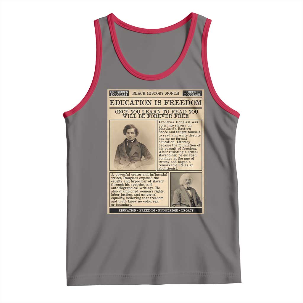 Education Is Freedom Newspaper Tank Top Frederick Douglass Black History Month Gift - Wonder Print Shop