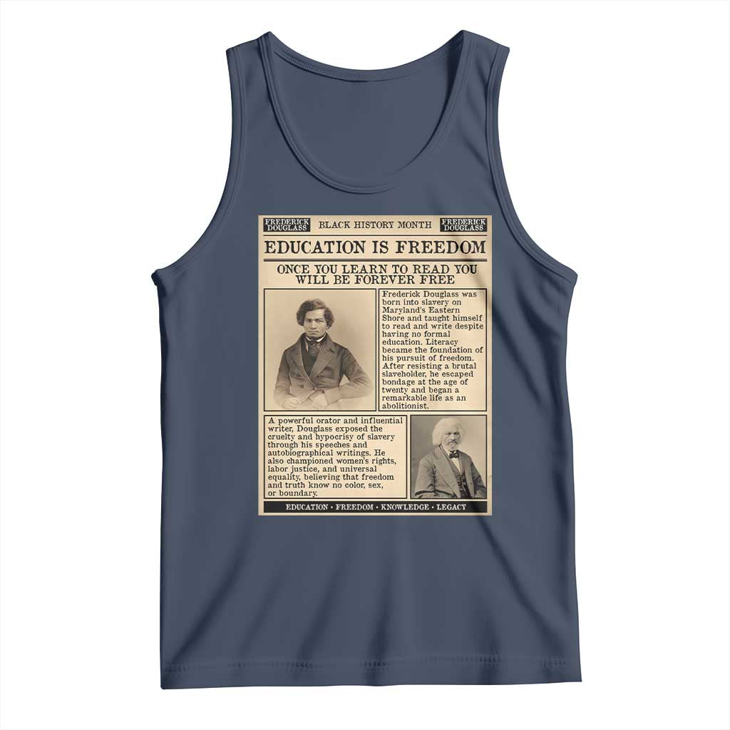 Education Is Freedom Newspaper Tank Top Frederick Douglass Black History Month Gift - Wonder Print Shop