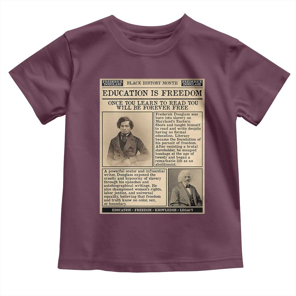 Education Is Freedom Newspaper Toddler T Shirt Frederick Douglass Black History Month Gift - Wonder Print Shop