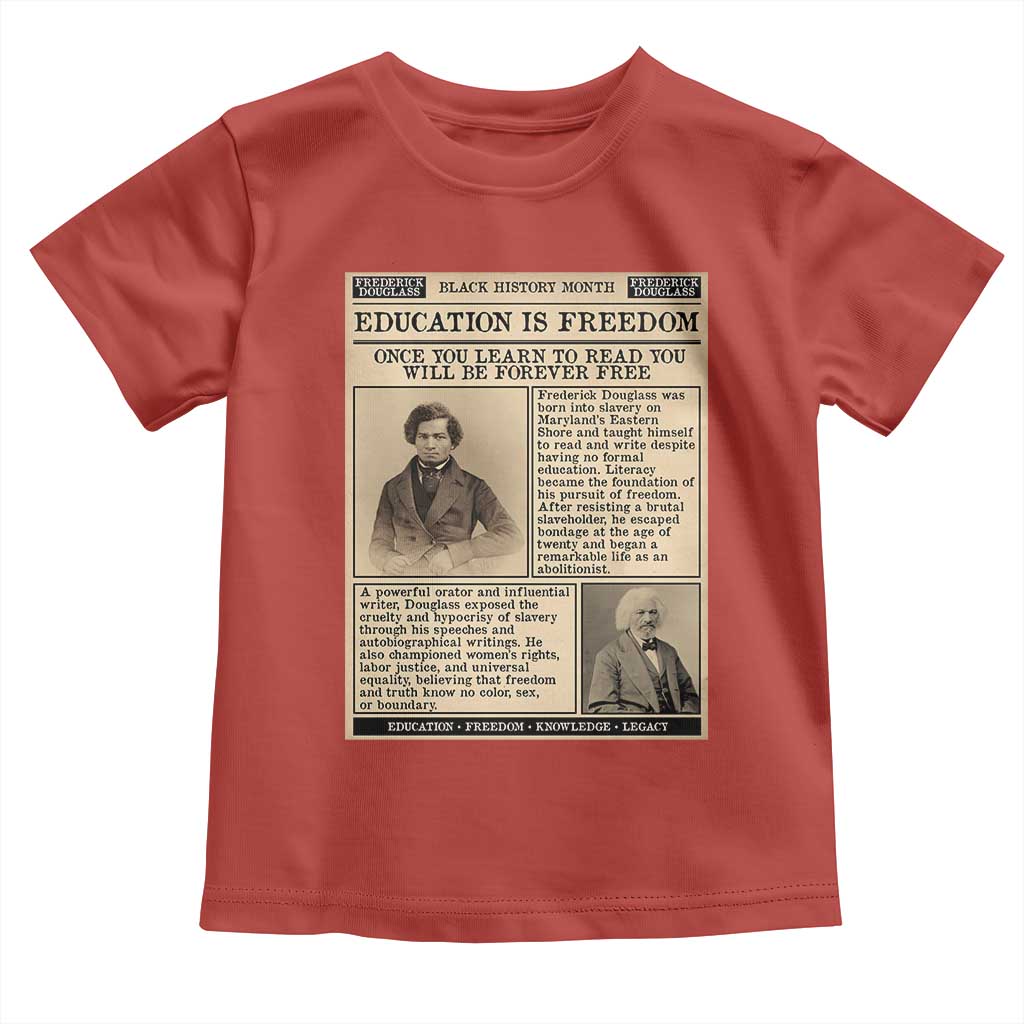 Education Is Freedom Newspaper Toddler T Shirt Frederick Douglass Black History Month Gift - Wonder Print Shop