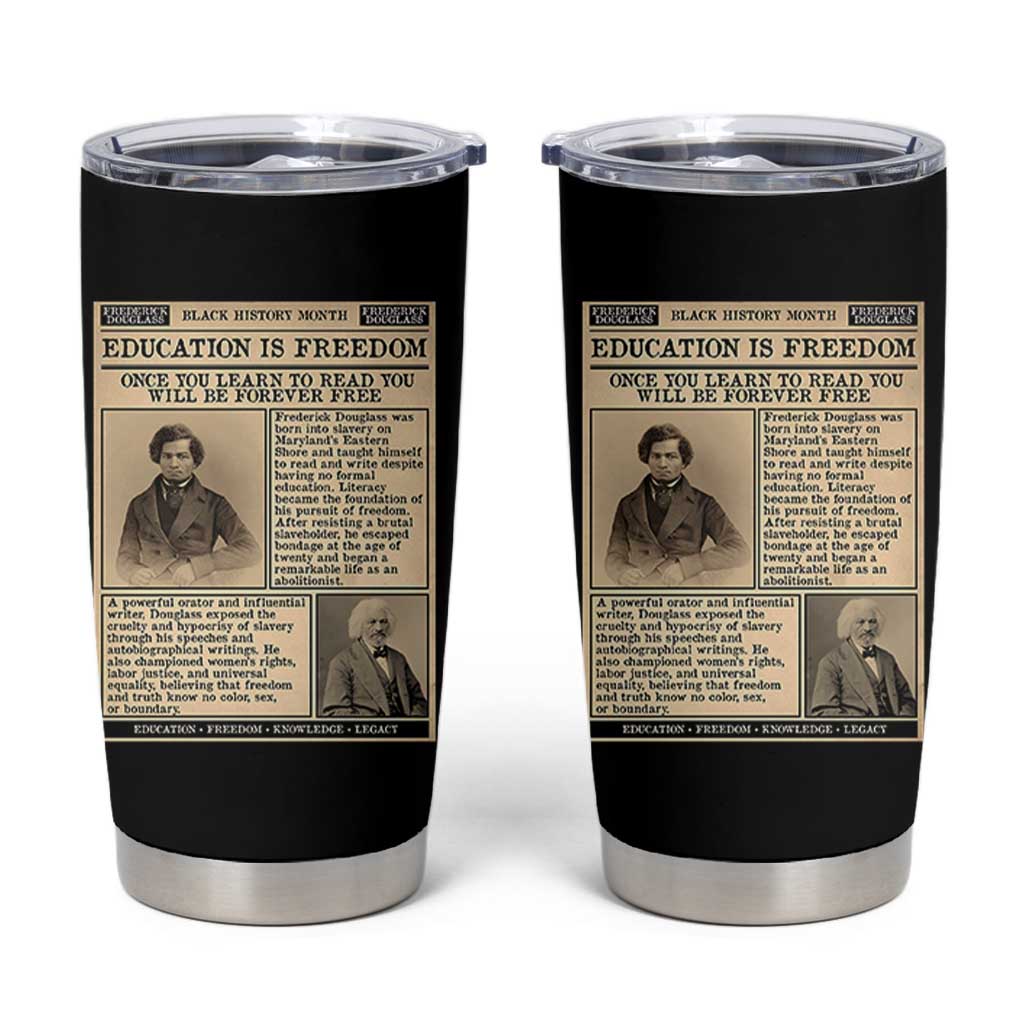 Education Is Freedom Newspaper Tumbler Cup Frederick Douglass Black History Month Gift - Wonder Print Shop