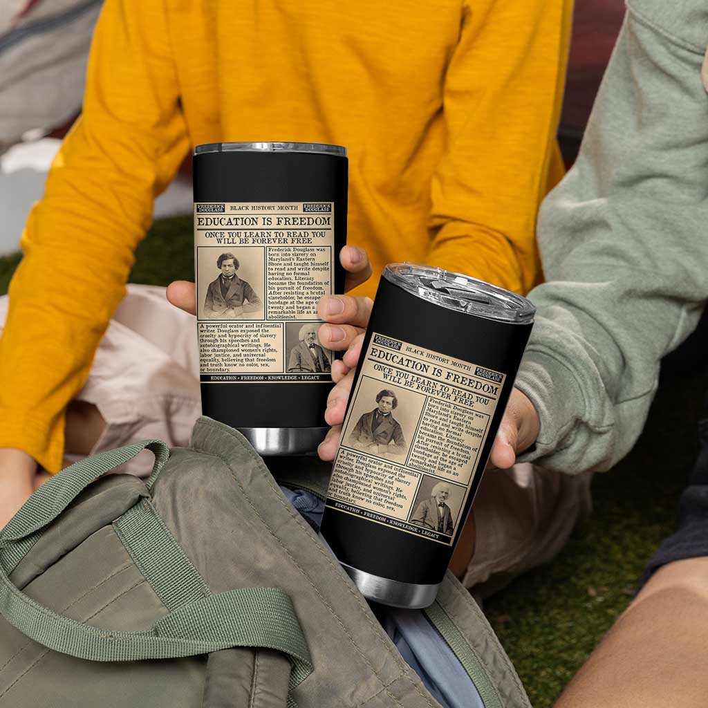 Education Is Freedom Newspaper Tumbler Cup Frederick Douglass Black History Month Gift - Wonder Print Shop