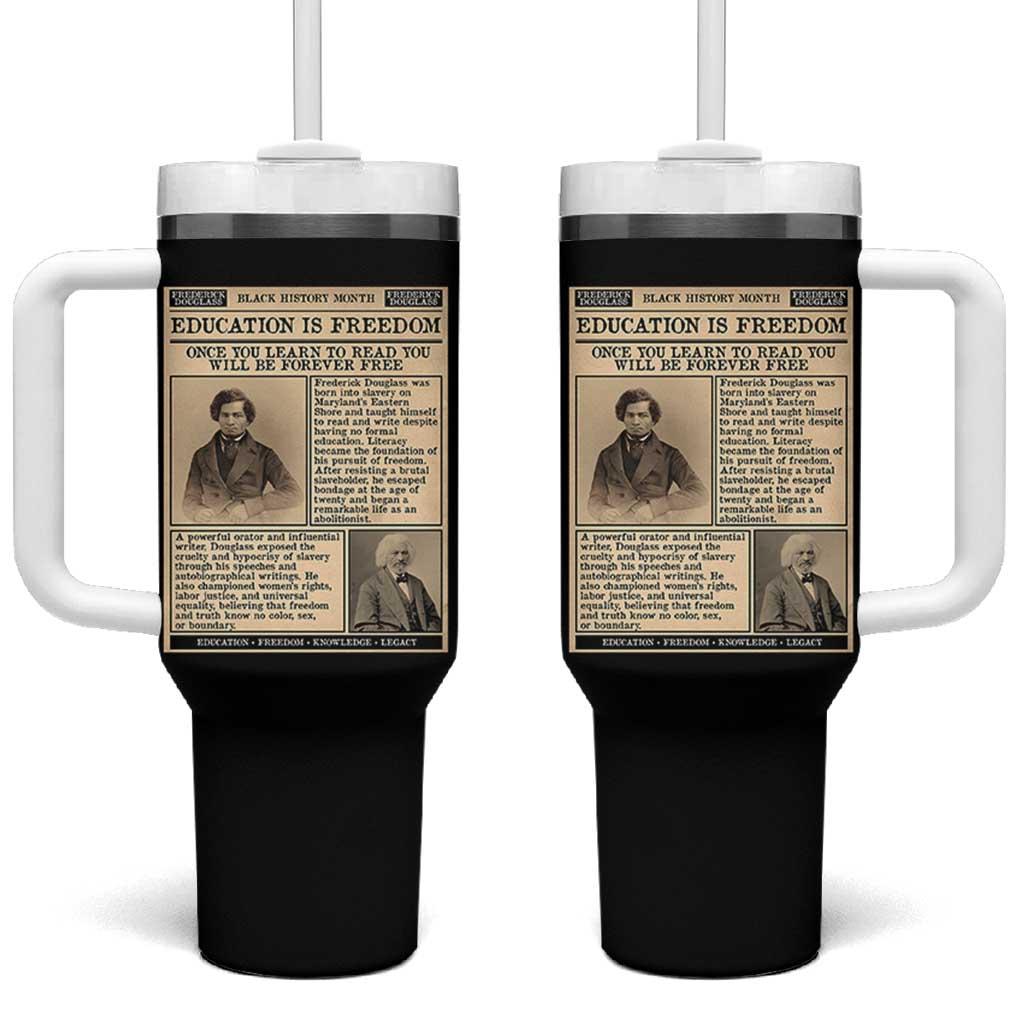 Education Is Freedom Newspaper Tumbler With Handle Frederick Douglass Black History Month Gift - Wonder Print Shop