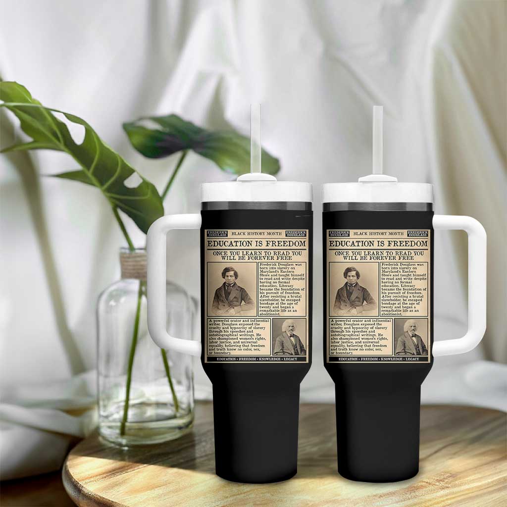 Education Is Freedom Newspaper Tumbler With Handle Frederick Douglass Black History Month Gift - Wonder Print Shop