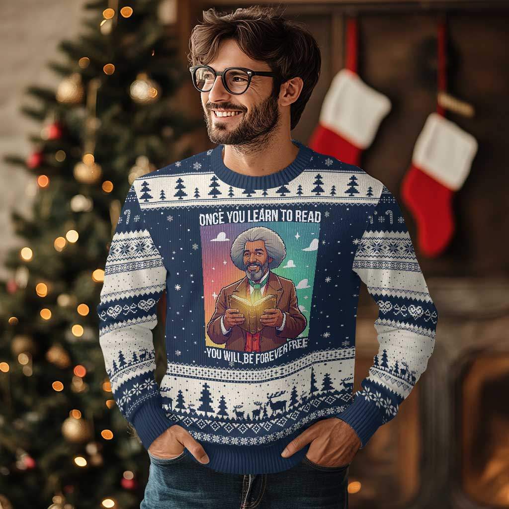 Frederick Douglass Reading And Freedom Ugly Christmas Sweater African American Heritage - Wonder Print Shop