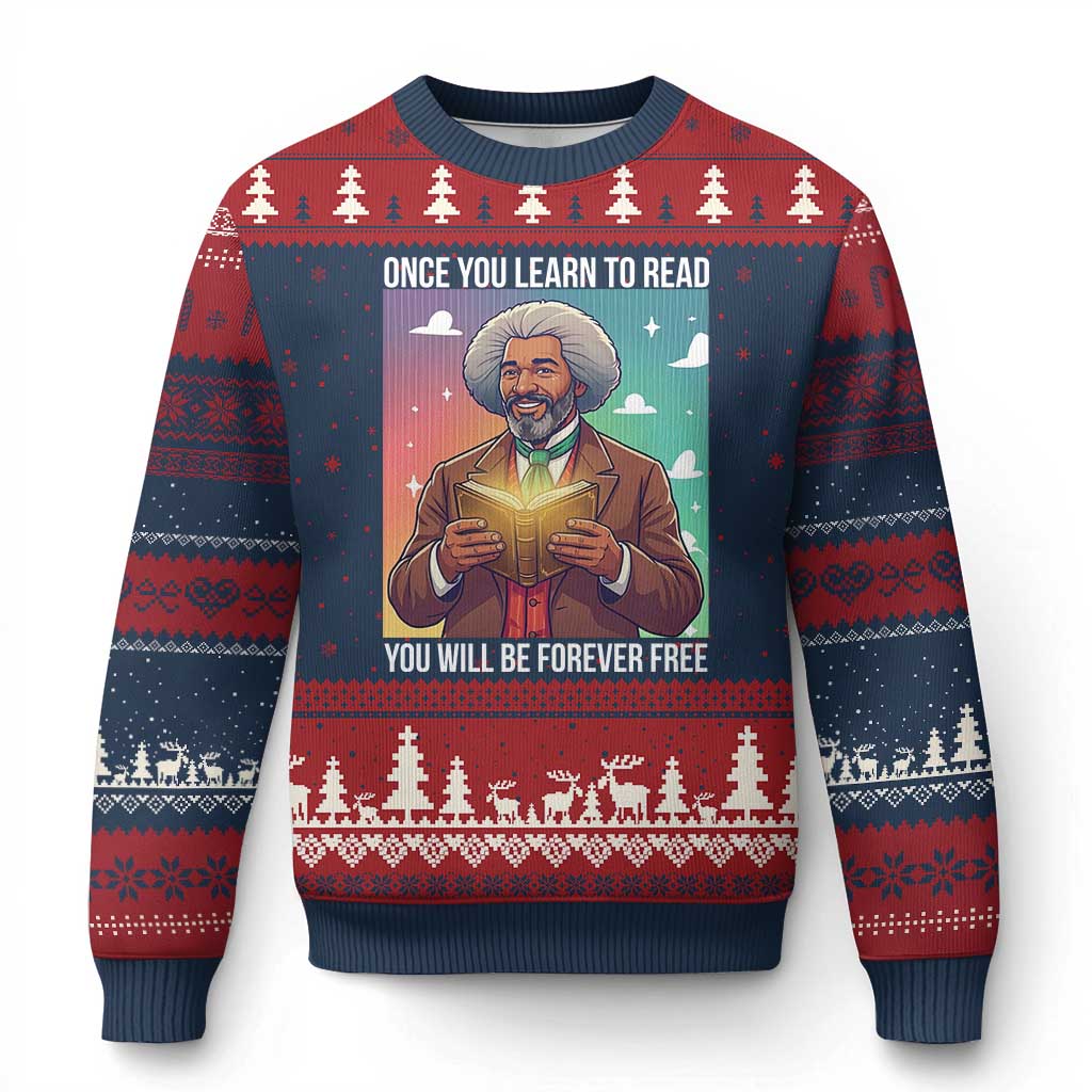 Frederick Douglass Reading And Freedom Ugly Christmas Sweater African American Heritage - Wonder Print Shop