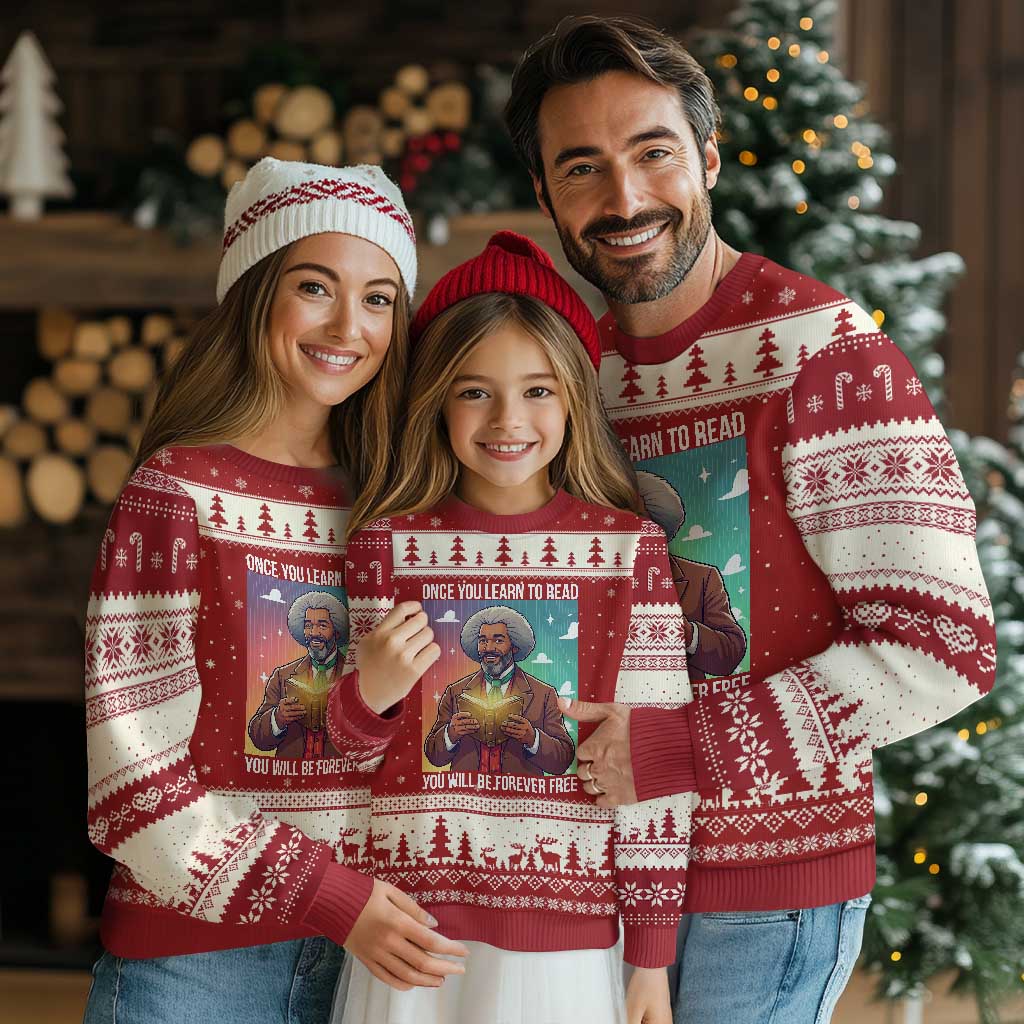 Frederick Douglass Reading And Freedom Ugly Christmas Sweater African American Heritage - Wonder Print Shop