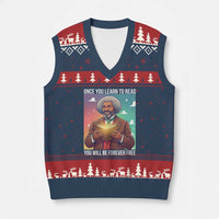 Frederick Douglass Reading And Freedom V-Neck Knit Sweater Vest African American Heritage - Wonder Print Shop