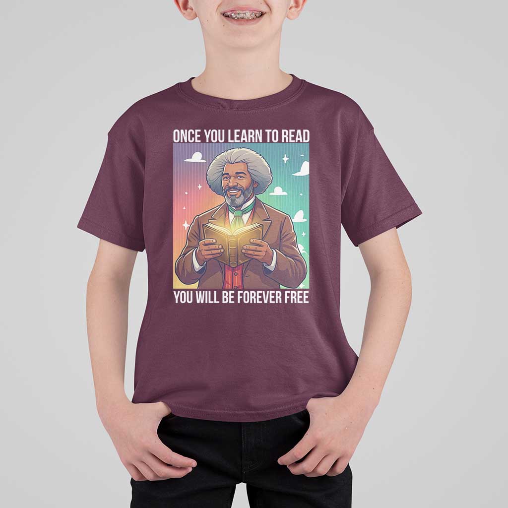 Frederick Douglass Reading And Freedom T Shirt For Kid African American Heritage - Wonder Print Shop