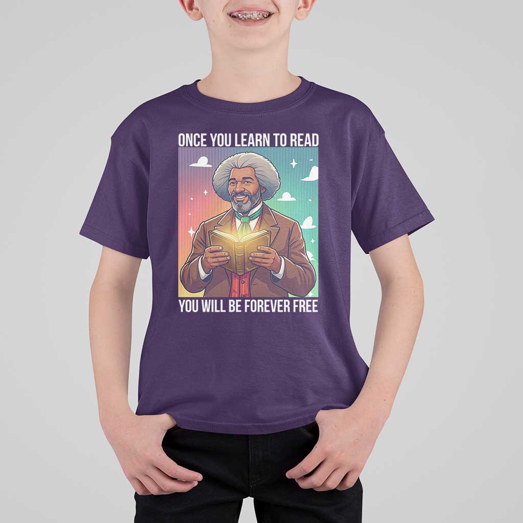Frederick Douglass Reading And Freedom T Shirt For Kid African American Heritage - Wonder Print Shop