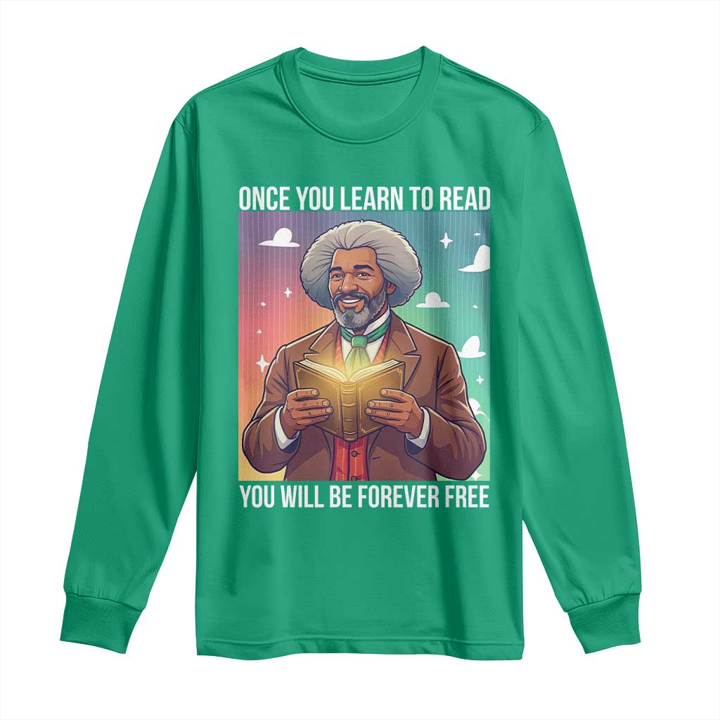 Frederick Douglass Reading And Freedom Long Sleeve Shirt African American Heritage - Wonder Print Shop