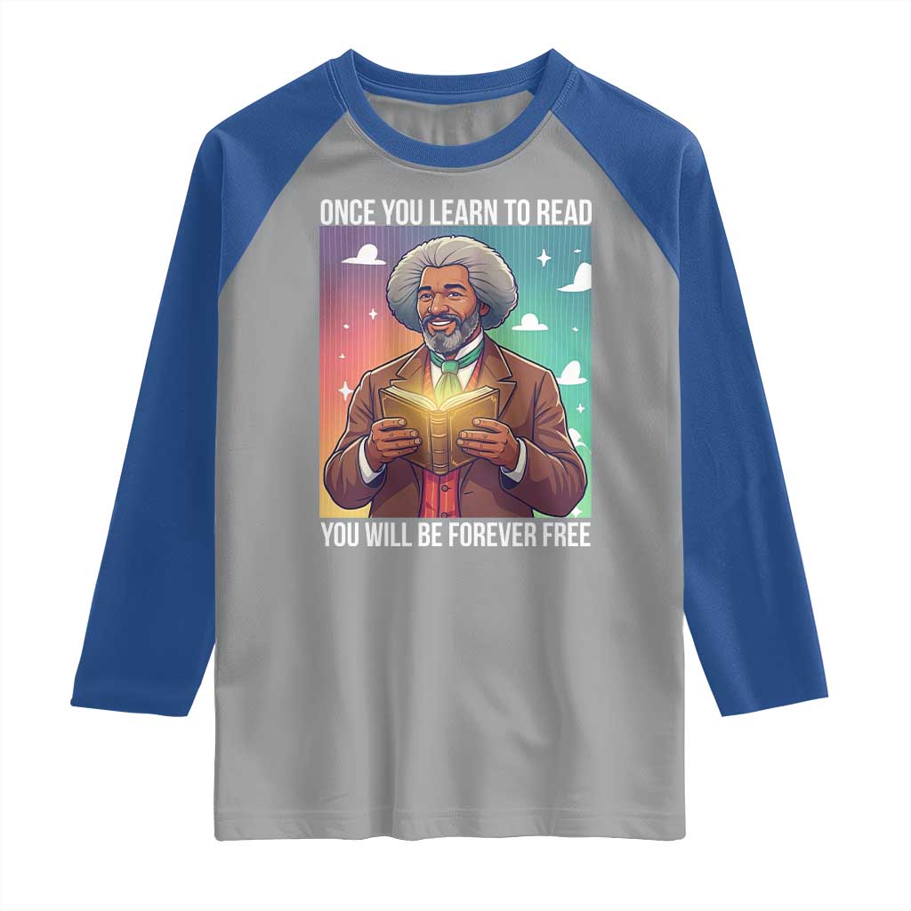 Frederick Douglass Reading And Freedom Raglan Shirt African American Heritage - Wonder Print Shop