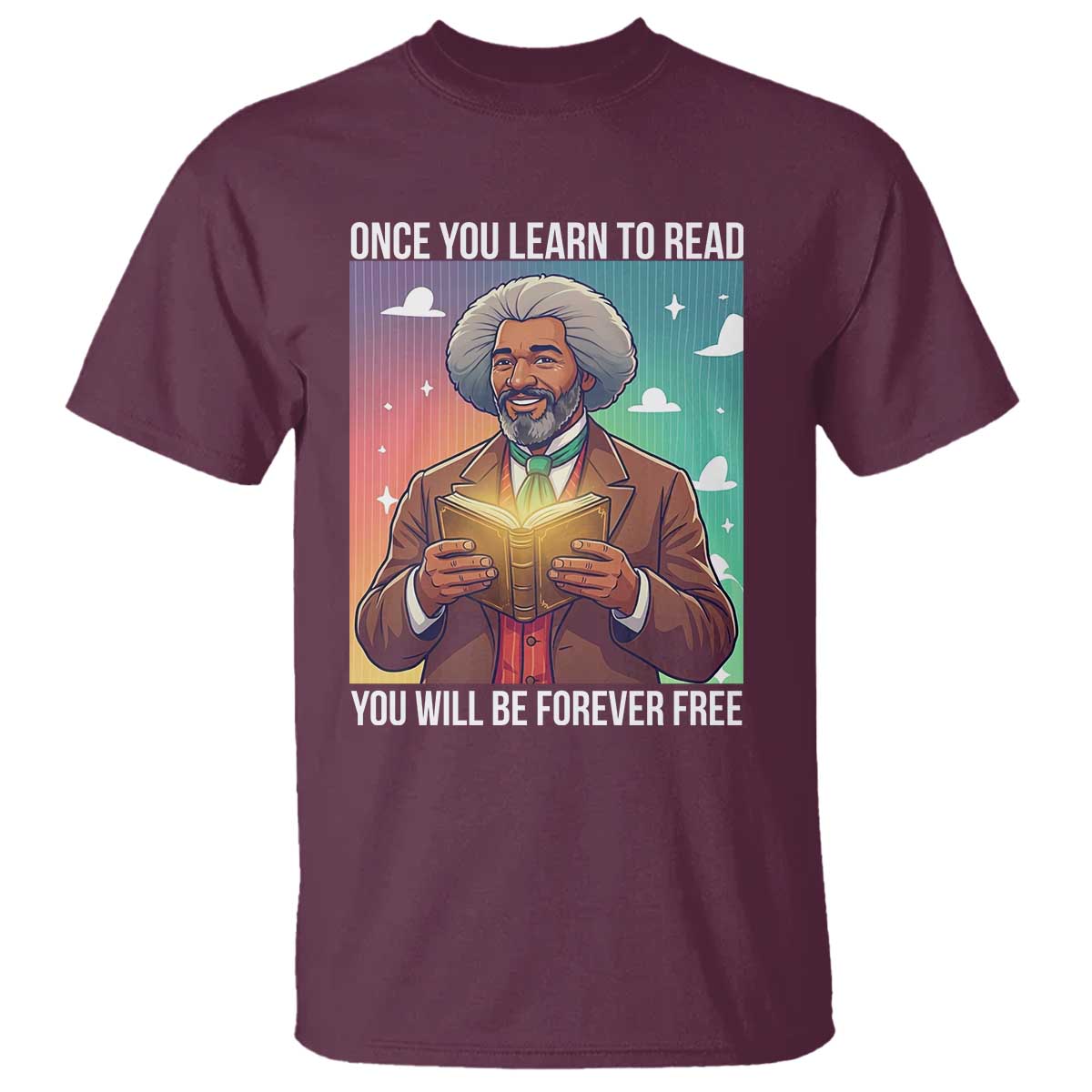 Frederick Douglass Reading And Freedom T Shirt African American Heritage - Wonder Print Shop