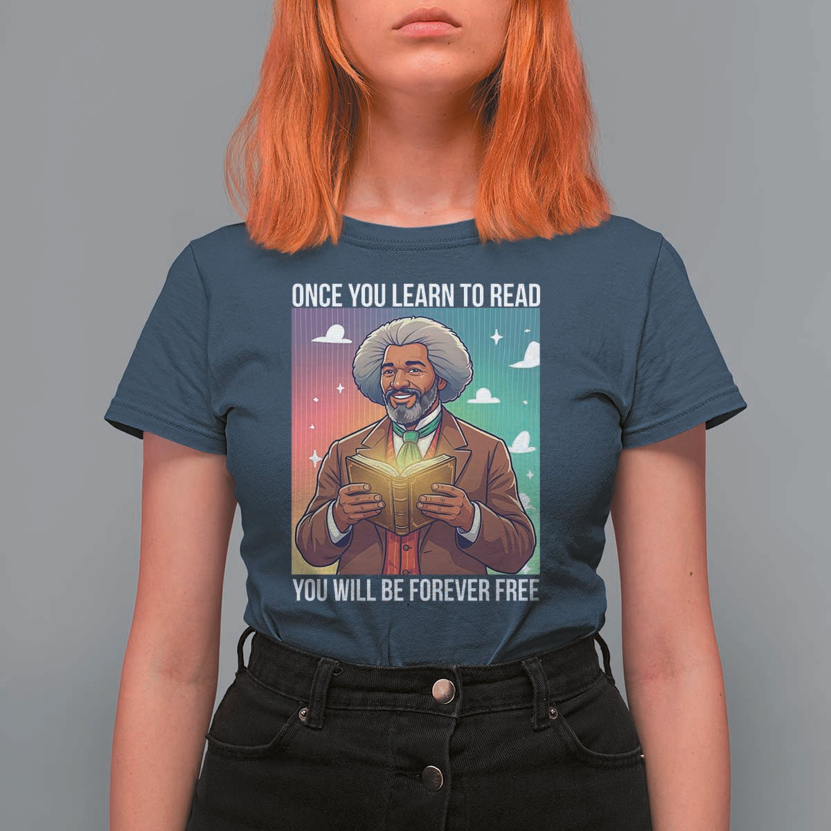 Frederick Douglass Reading And Freedom T Shirt For Women African American Heritage - Wonder Print Shop