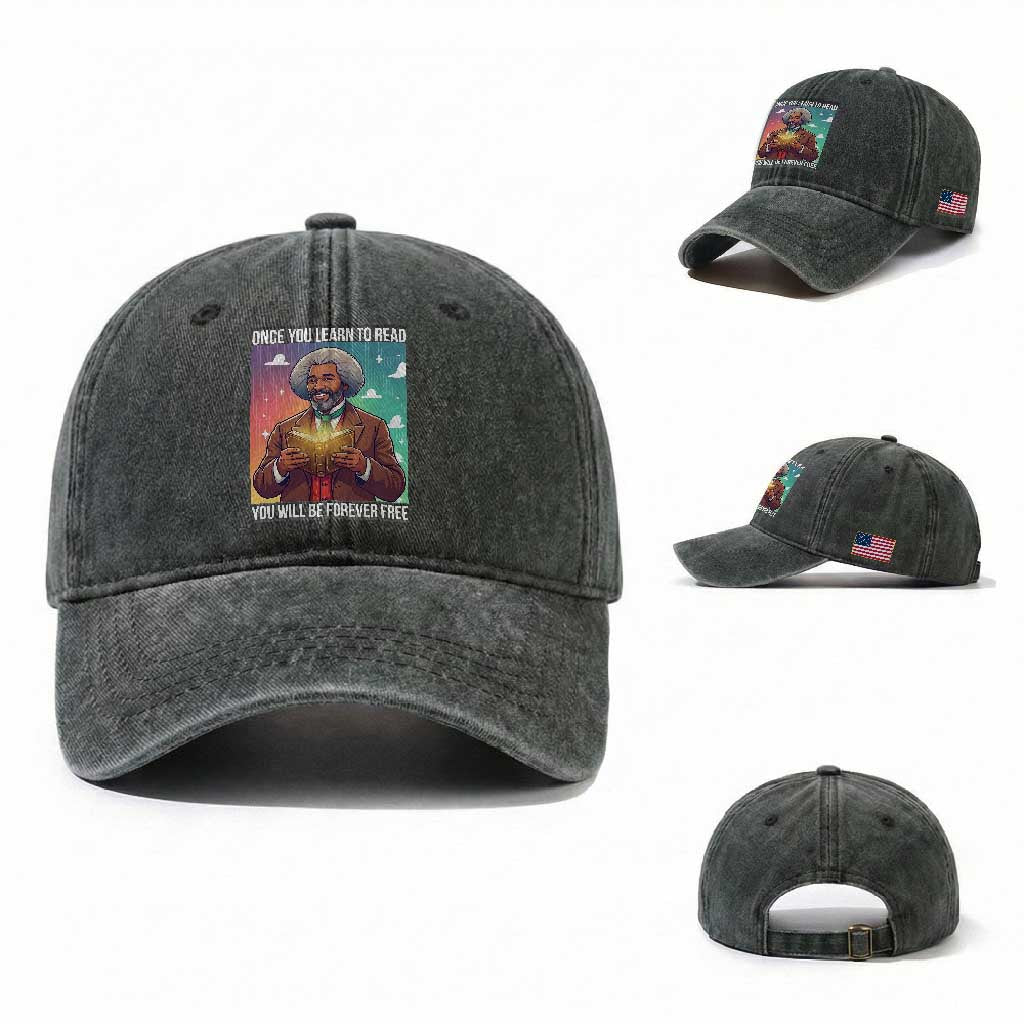 Frederick Douglass Reading And Freedom Washed Cotton Baseball Cap African American Heritage