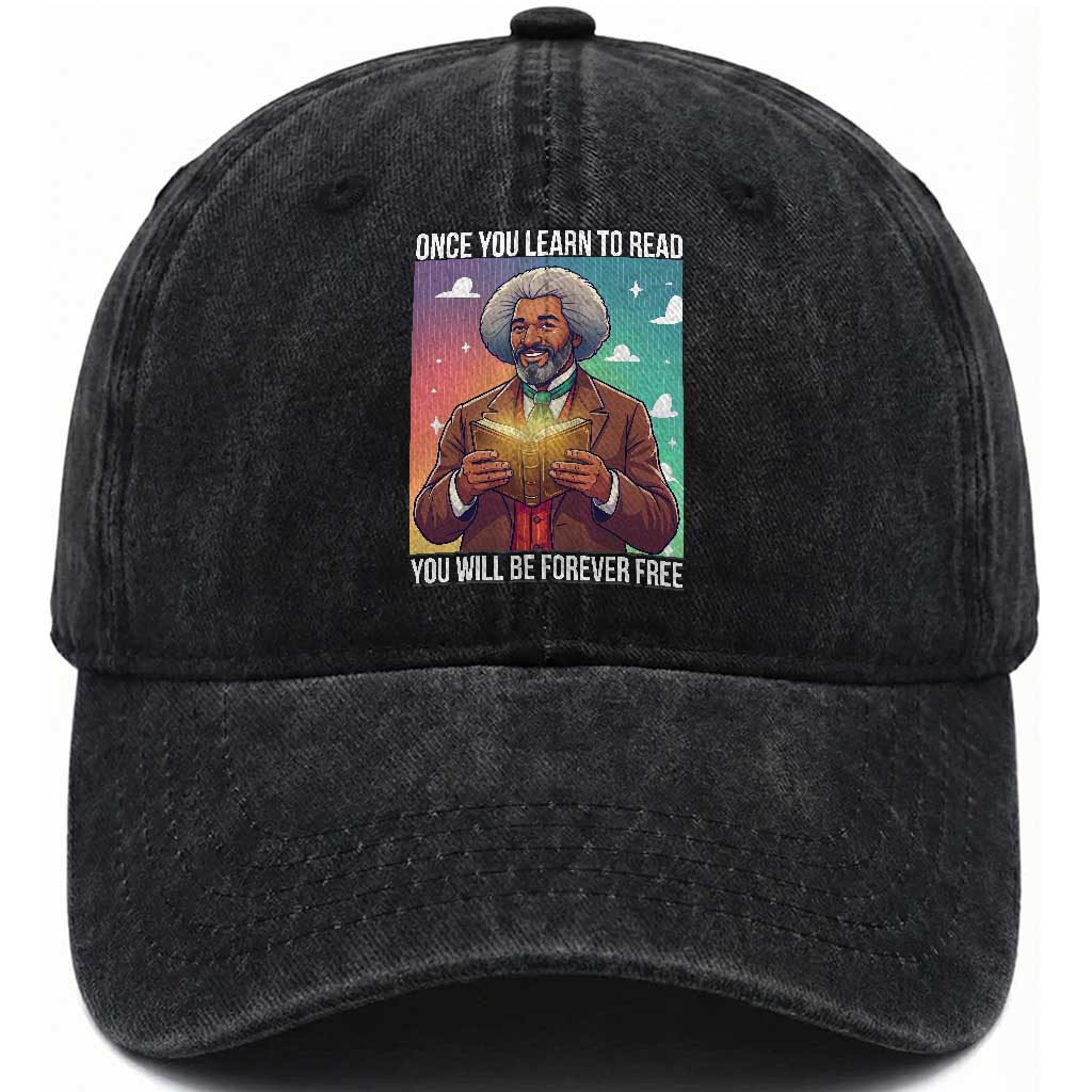 Frederick Douglass Reading And Freedom Washed Cotton Baseball Cap African American Heritage