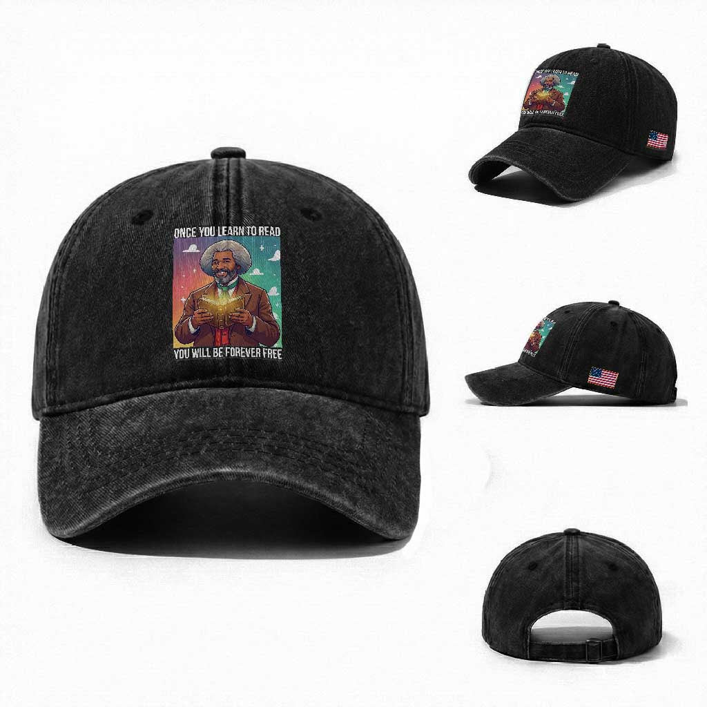 Frederick Douglass Reading And Freedom Washed Cotton Baseball Cap African American Heritage