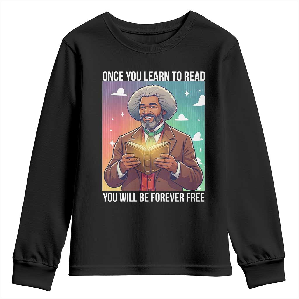 Frederick Douglass Reading And Freedom Youth Sweatshirt African American Heritage - Wonder Print Shop