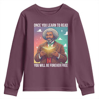 Frederick Douglass Reading And Freedom Youth Sweatshirt African American Heritage - Wonder Print Shop