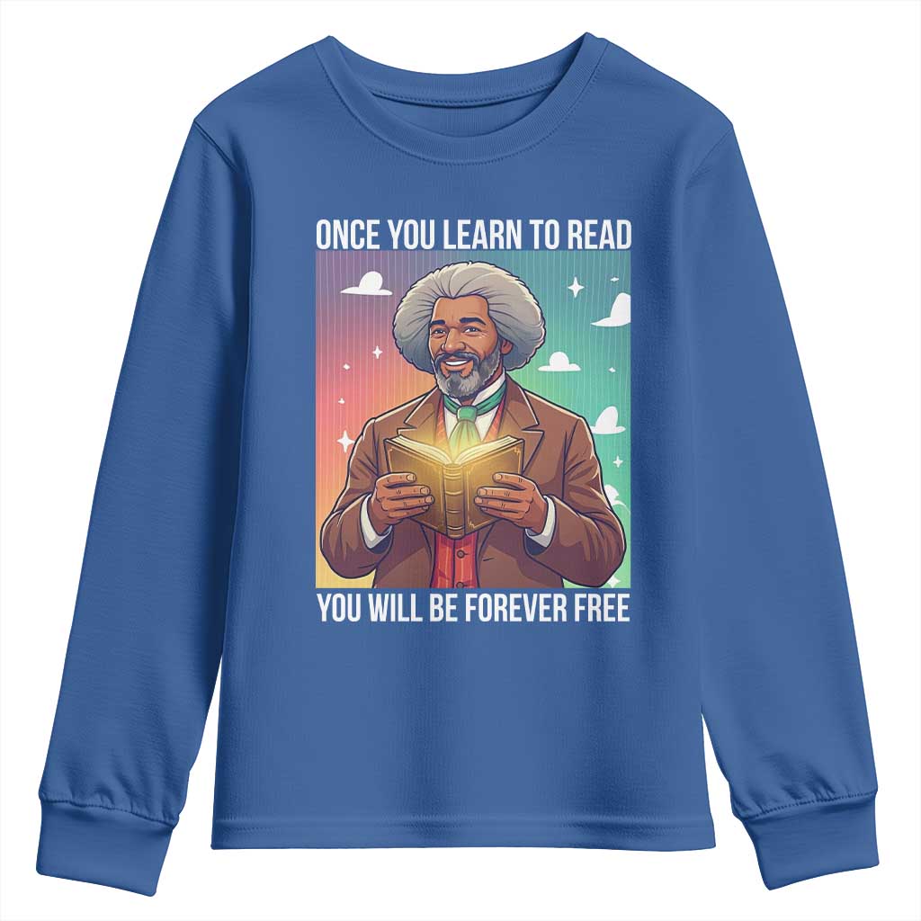 Frederick Douglass Reading And Freedom Youth Sweatshirt African American Heritage - Wonder Print Shop