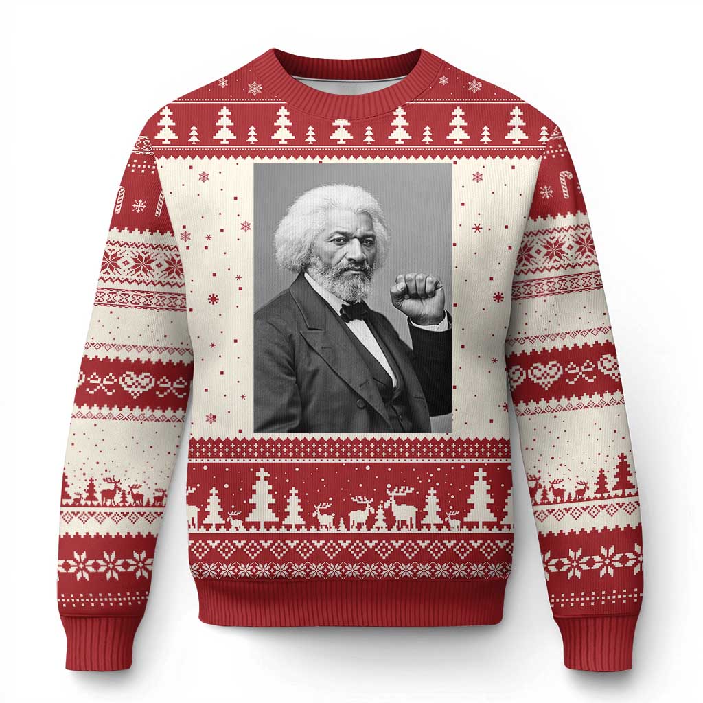 Strong Black History Leader Ugly Christmas Sweater Frederick Douglass Empowerment - Wonder Print Shop