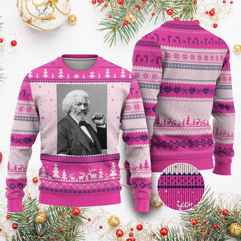 Strong Black History Leader Ugly Christmas Sweater Frederick Douglass Empowerment - Wonder Print Shop