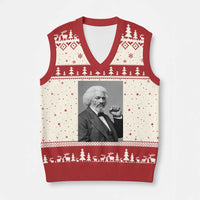Strong Black History Leader V-Neck Knit Sweater Vest Frederick Douglass Empowerment - Wonder Print Shop