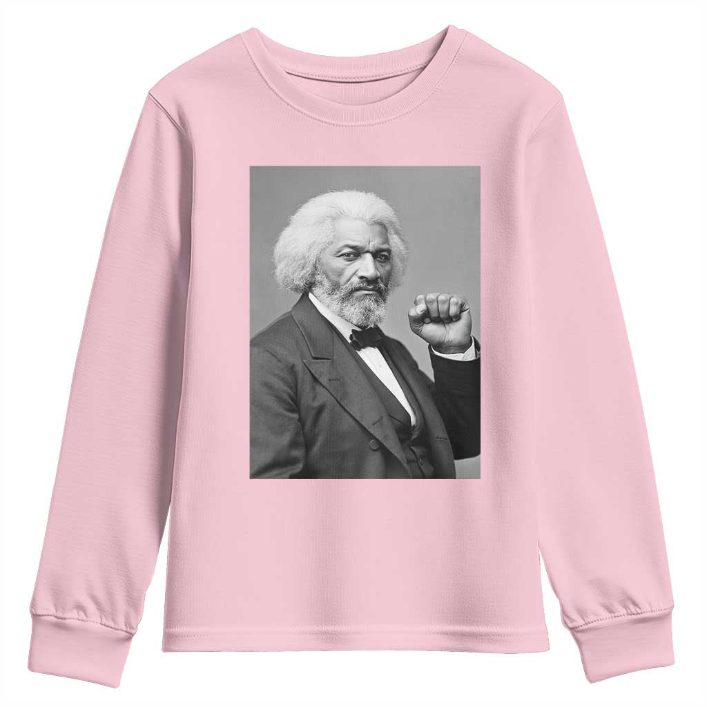 Strong Black History Leader Youth Sweatshirt Frederick Douglass Empowerment - Wonder Print Shop
