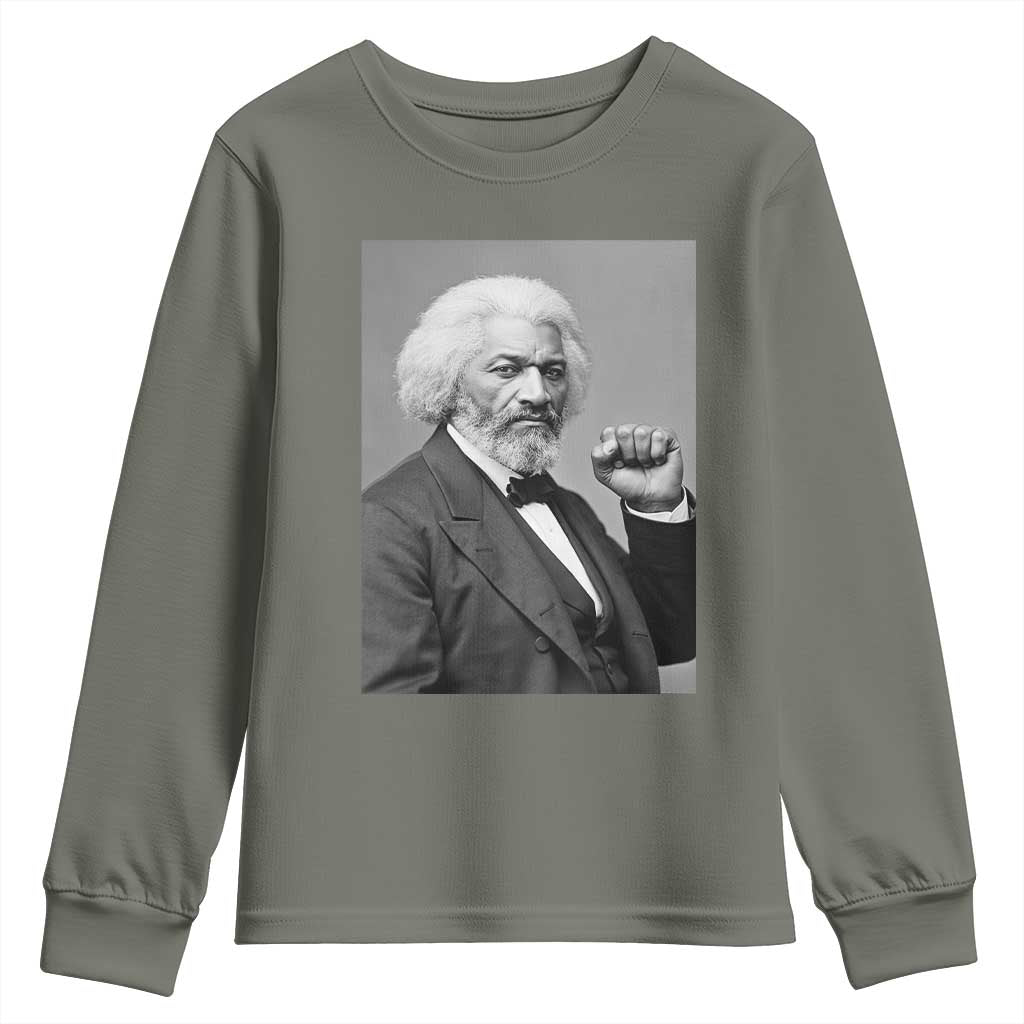 Strong Black History Leader Youth Sweatshirt Frederick Douglass Empowerment - Wonder Print Shop