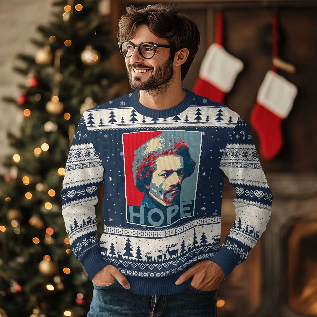 Frederick Douglass Hope Poster Ugly Christmas Sweater African American Heritage - Wonder Print Shop