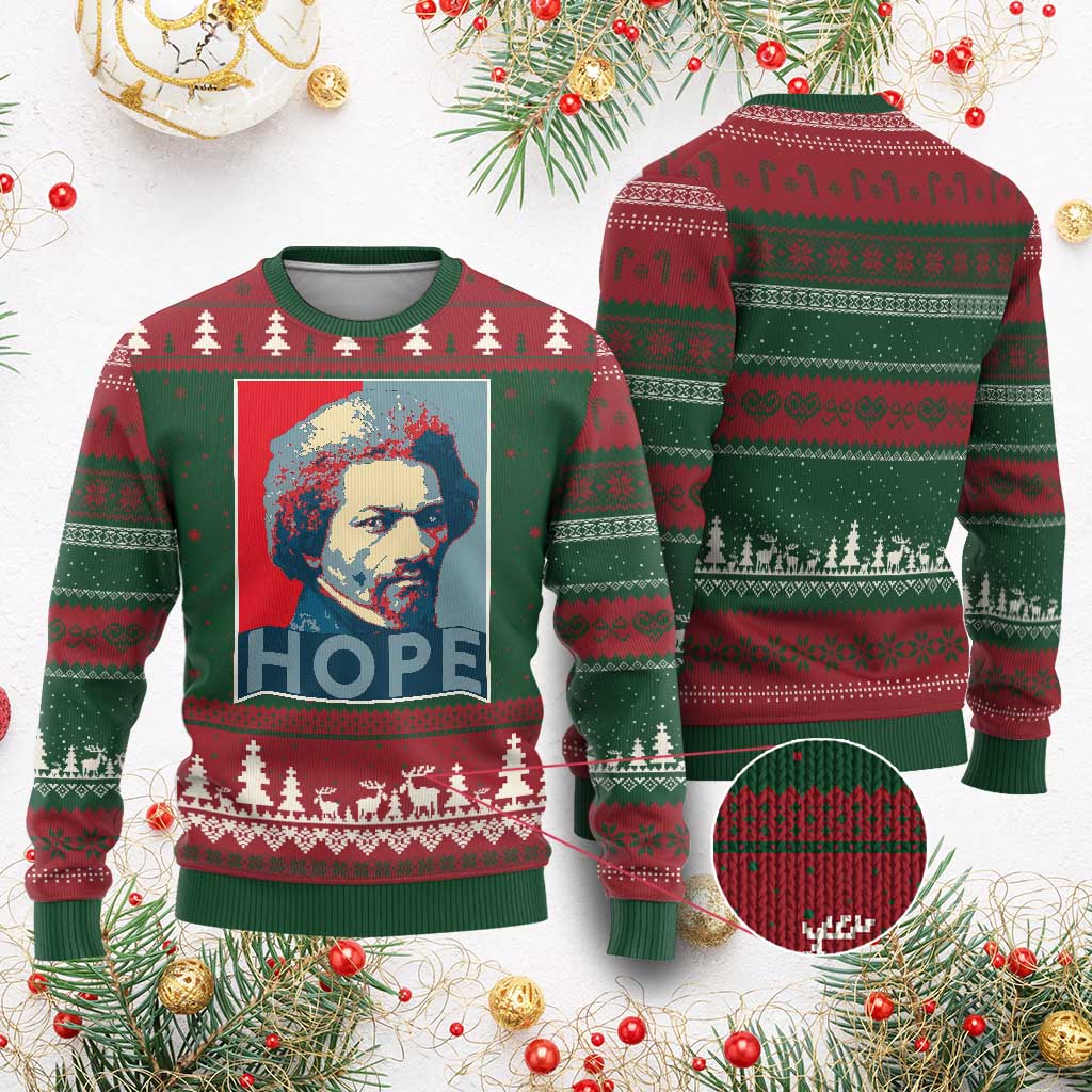 Frederick Douglass Hope Poster Ugly Christmas Sweater African American Heritage - Wonder Print Shop