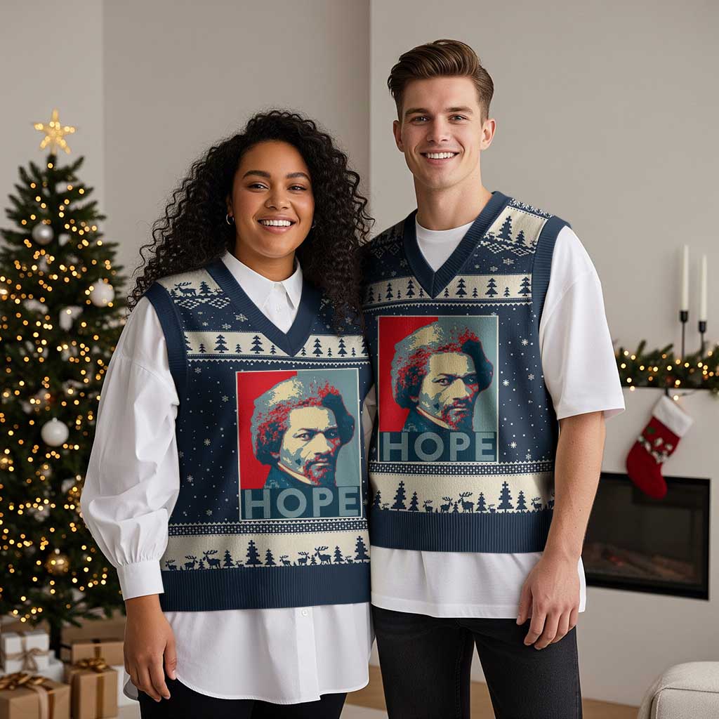 Frederick Douglass Hope Poster V-Neck Knit Sweater Vest African American Heritage - Wonder Print Shop