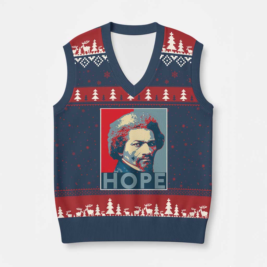 Frederick Douglass Hope Poster V-Neck Knit Sweater Vest African American Heritage - Wonder Print Shop