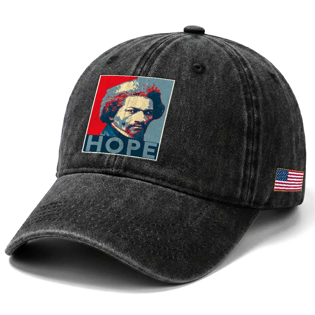 Frederick Douglass Hope Poster Washed Cotton Baseball Cap African American Heritage