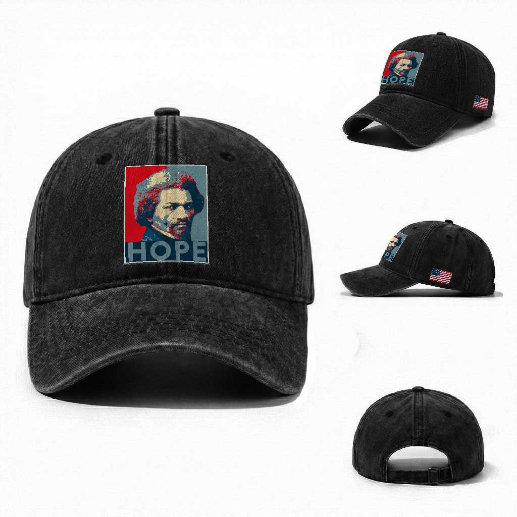 Frederick Douglass Hope Poster Washed Cotton Baseball Cap African American Heritage