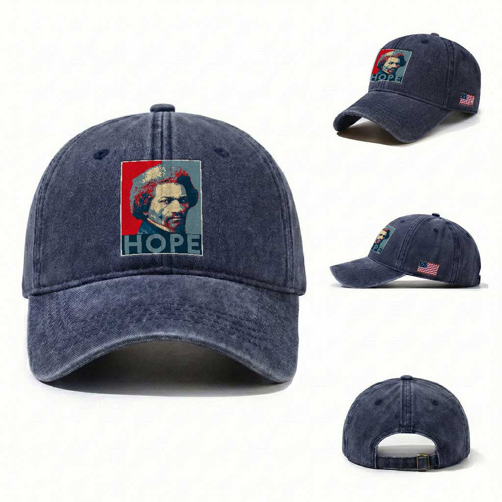 Frederick Douglass Hope Poster Washed Cotton Baseball Cap African American Heritage