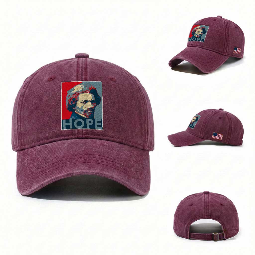 Frederick Douglass Hope Poster Washed Cotton Baseball Cap African American Heritage