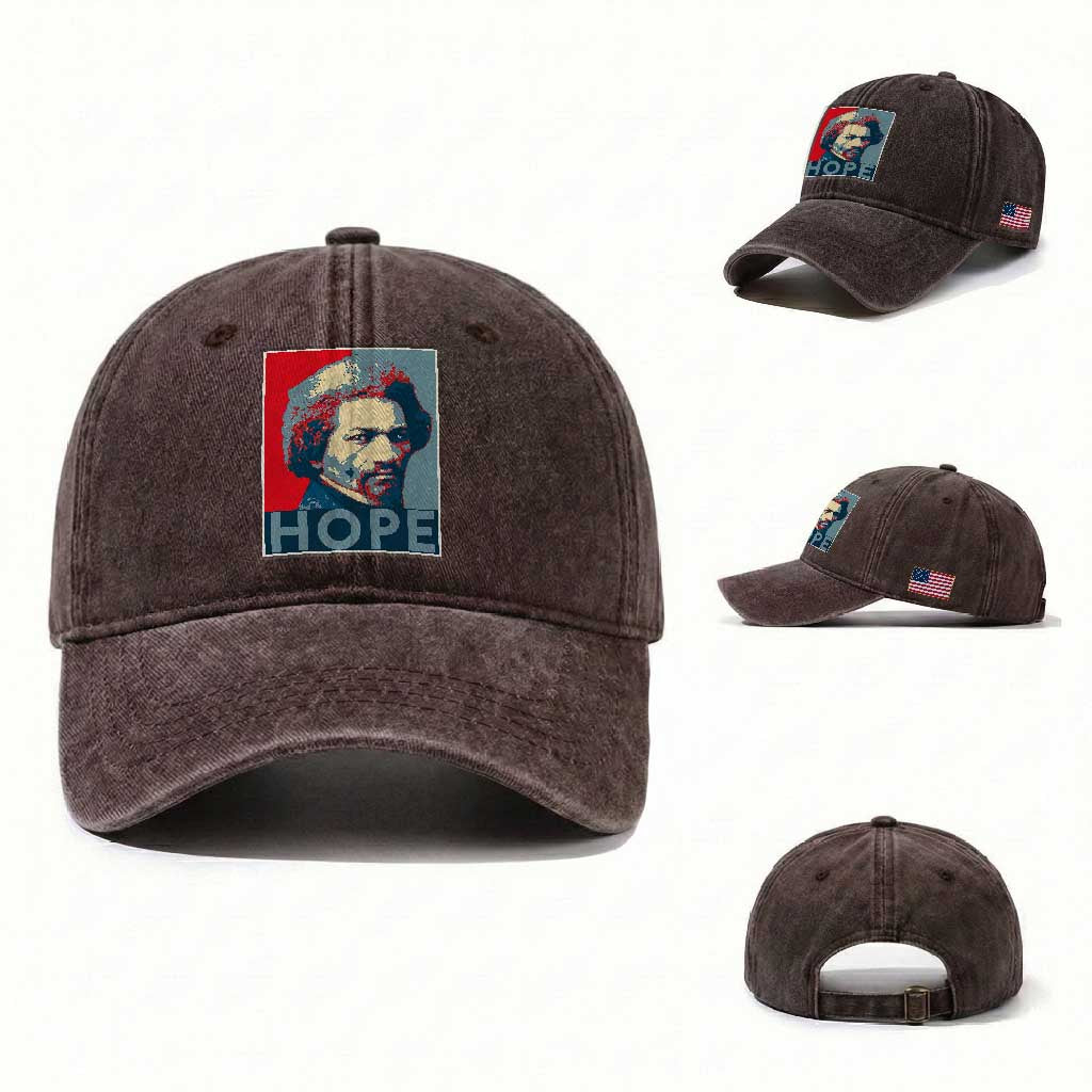 Frederick Douglass Hope Poster Washed Cotton Baseball Cap African American Heritage
