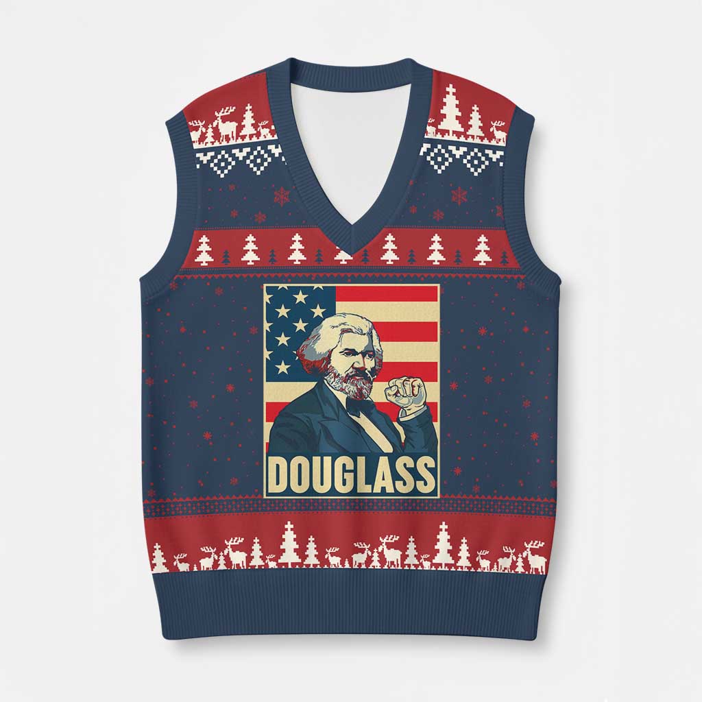 Frederick Douglass American Hero V-Neck Knit Sweater Vest Black History Month Gift - Wonder Print Shop