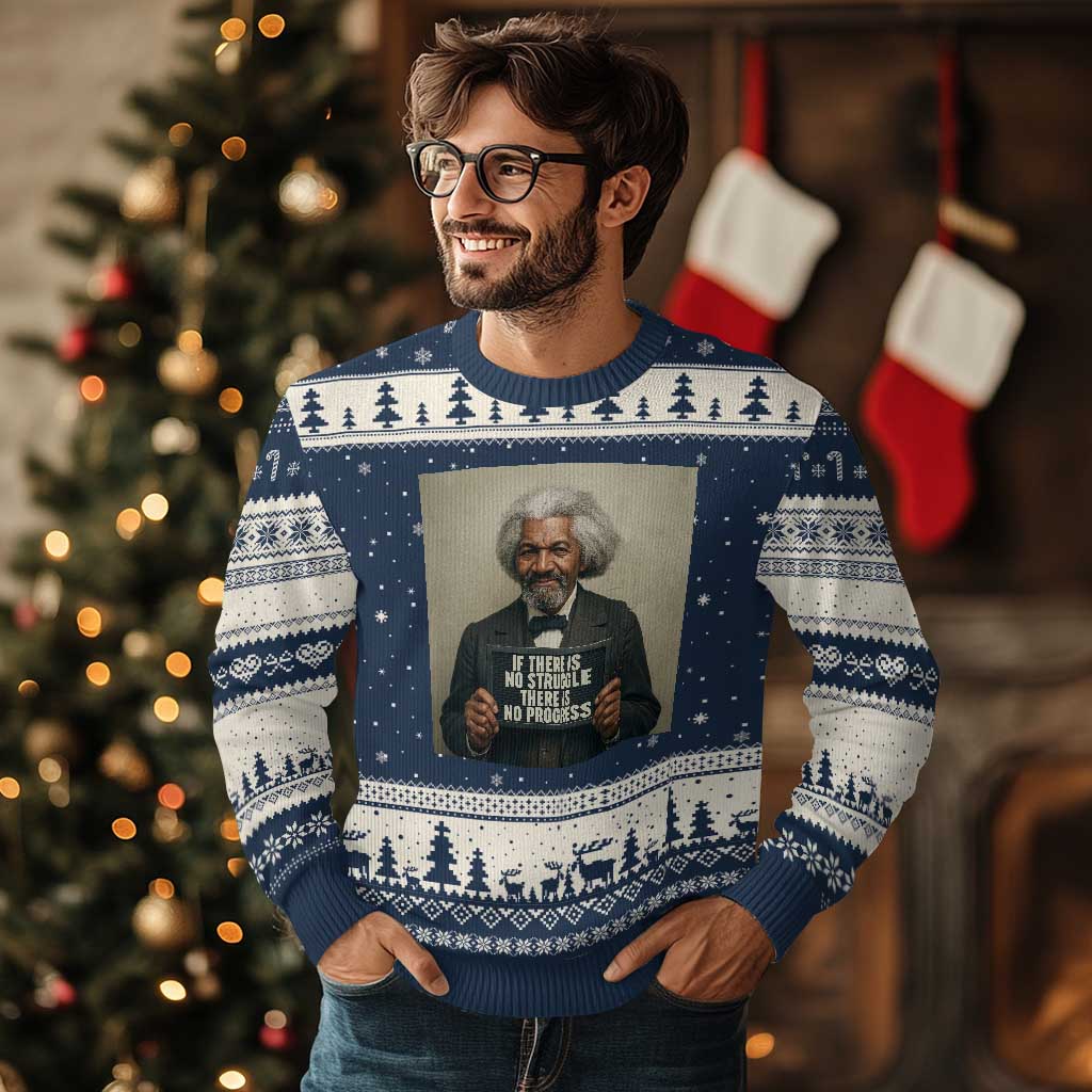 Frederick Douglass Quote Ugly Christmas Sweater If There Is No Struggle There Is No Progress - Wonder Print Shop