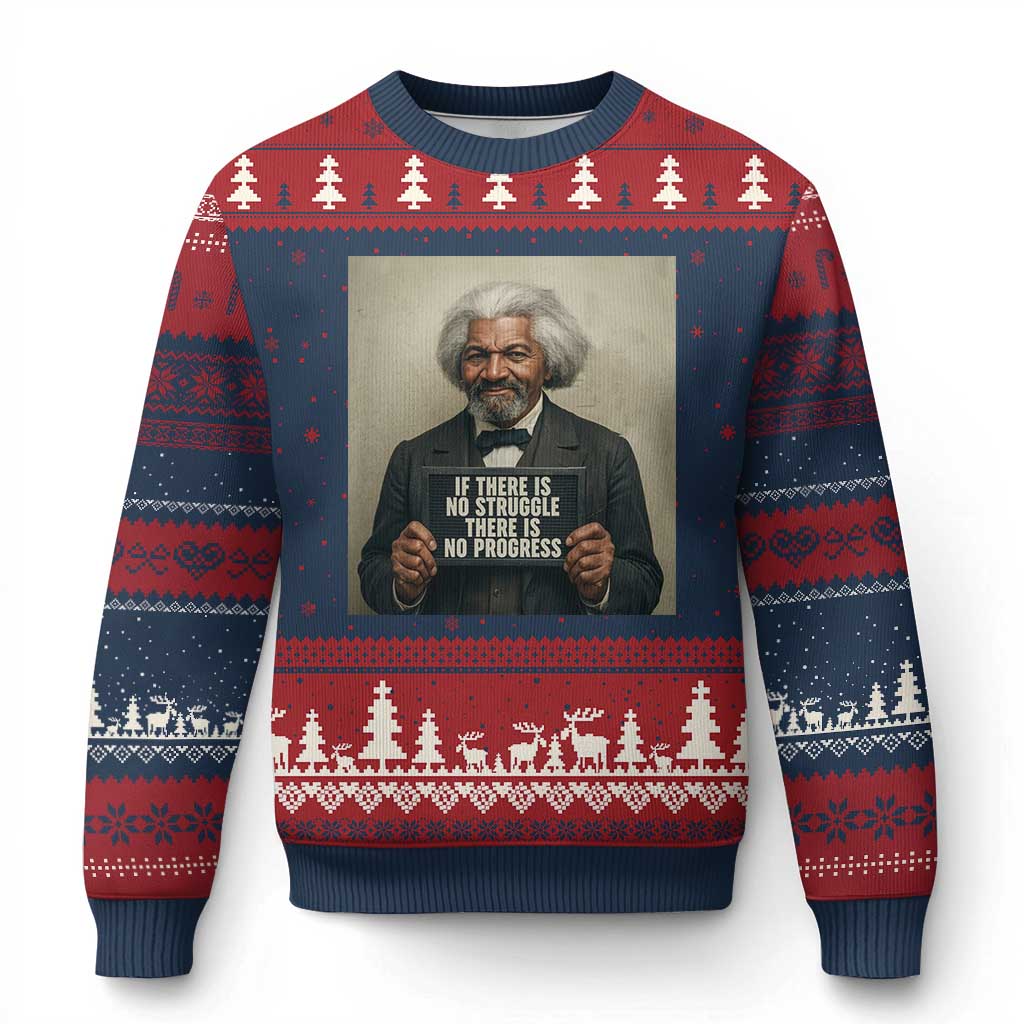 Frederick Douglass Quote Ugly Christmas Sweater If There Is No Struggle There Is No Progress - Wonder Print Shop