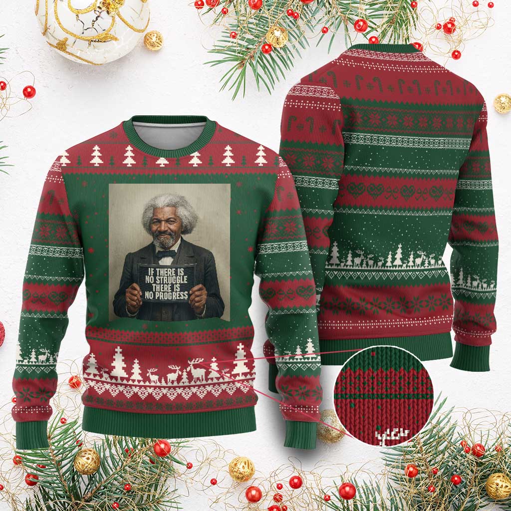 Frederick Douglass Quote Ugly Christmas Sweater If There Is No Struggle There Is No Progress - Wonder Print Shop
