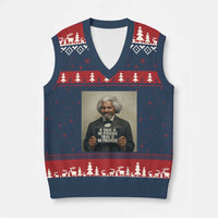 Frederick Douglass Quote V-Neck Knit Sweater Vest If There Is No Struggle There Is No Progress - Wonder Print Shop